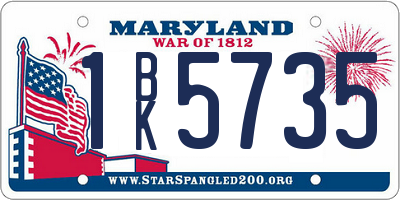 MD license plate 1BK5735