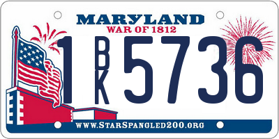 MD license plate 1BK5736
