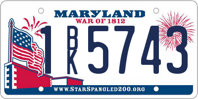 MD license plate 1BK5743