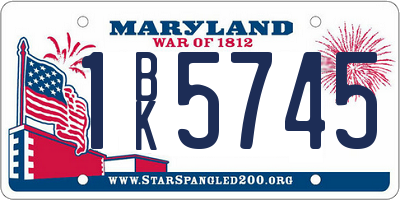 MD license plate 1BK5745