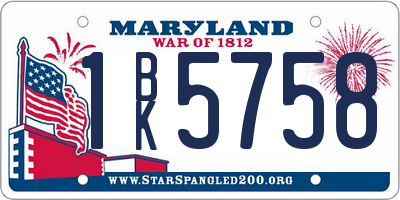 MD license plate 1BK5758