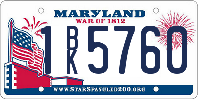 MD license plate 1BK5760