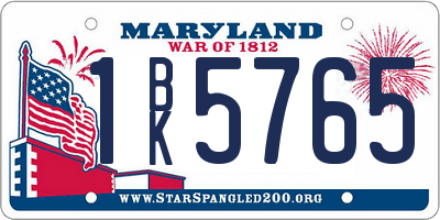 MD license plate 1BK5765