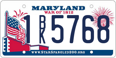 MD license plate 1BK5768