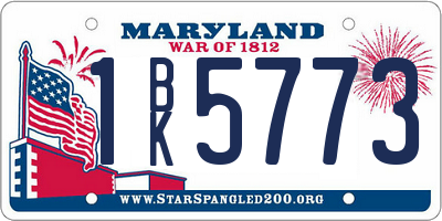MD license plate 1BK5773