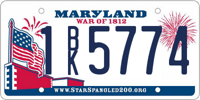 MD license plate 1BK5774