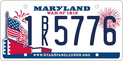MD license plate 1BK5776