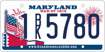MD license plate 1BK5780