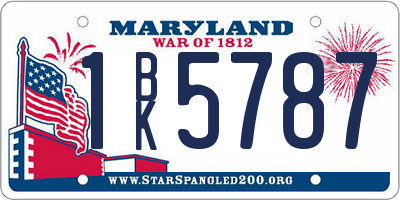 MD license plate 1BK5787