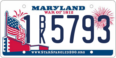 MD license plate 1BK5793