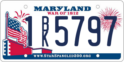 MD license plate 1BK5797