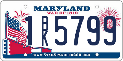 MD license plate 1BK5799