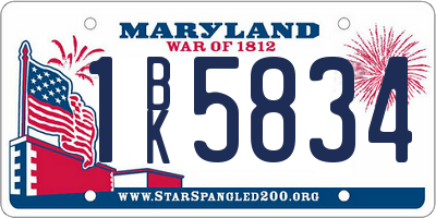 MD license plate 1BK5834