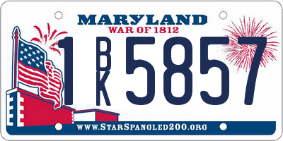 MD license plate 1BK5857