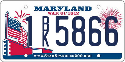 MD license plate 1BK5866