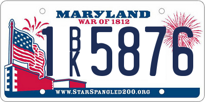 MD license plate 1BK5876