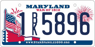 MD license plate 1BK5896