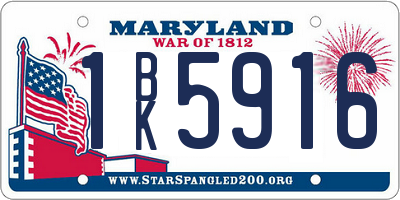MD license plate 1BK5916