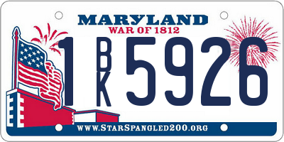 MD license plate 1BK5926