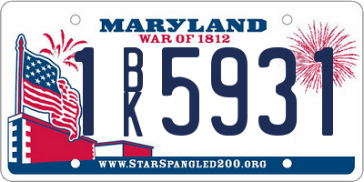 MD license plate 1BK5931