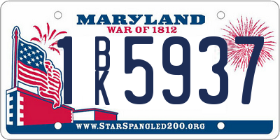 MD license plate 1BK5937