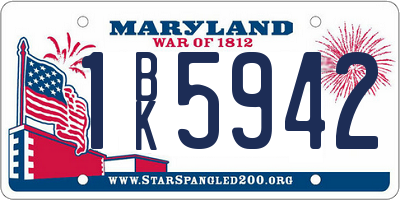 MD license plate 1BK5942