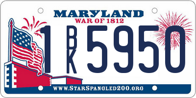 MD license plate 1BK5950
