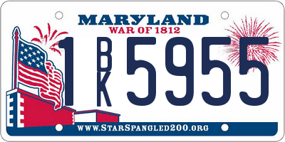 MD license plate 1BK5955