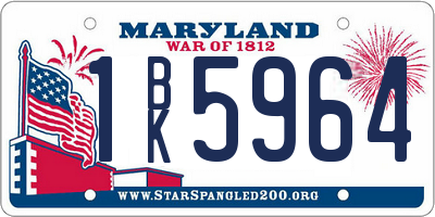 MD license plate 1BK5964