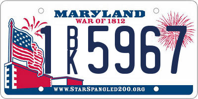 MD license plate 1BK5967