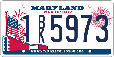 MD license plate 1BK5973