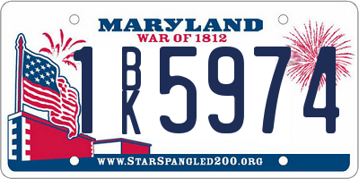 MD license plate 1BK5974
