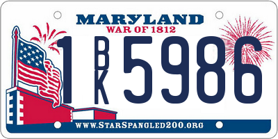 MD license plate 1BK5986