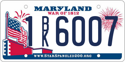 MD license plate 1BK6007