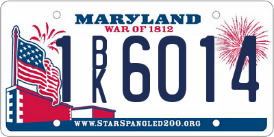 MD license plate 1BK6014
