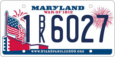 MD license plate 1BK6027