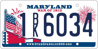 MD license plate 1BK6034