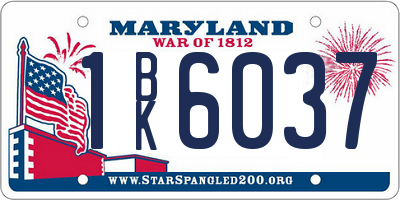MD license plate 1BK6037