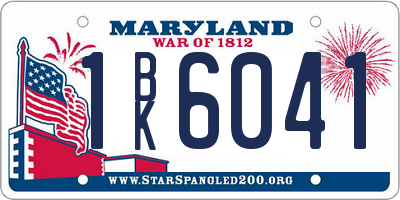 MD license plate 1BK6041