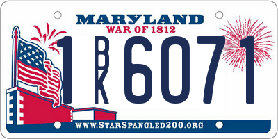 MD license plate 1BK6071