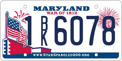 MD license plate 1BK6078