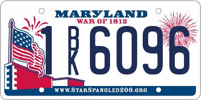 MD license plate 1BK6096