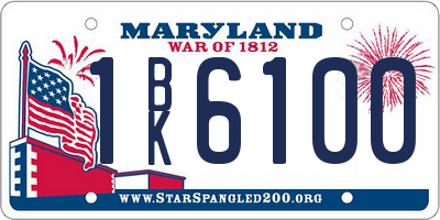 MD license plate 1BK6100