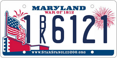 MD license plate 1BK6121