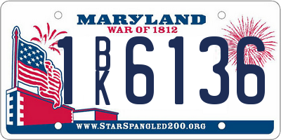 MD license plate 1BK6136