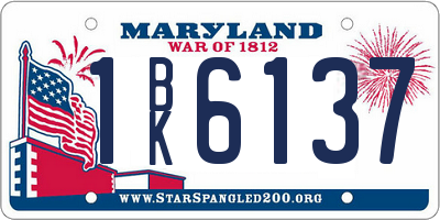 MD license plate 1BK6137