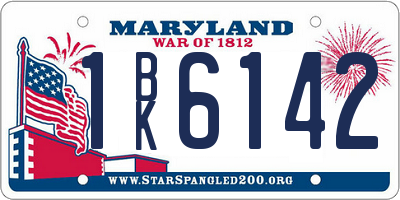 MD license plate 1BK6142