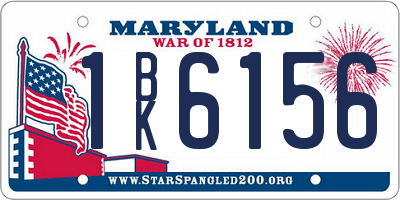 MD license plate 1BK6156