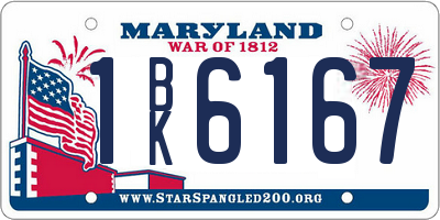 MD license plate 1BK6167