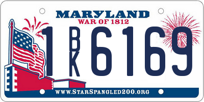 MD license plate 1BK6169